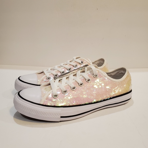 sequin white converse